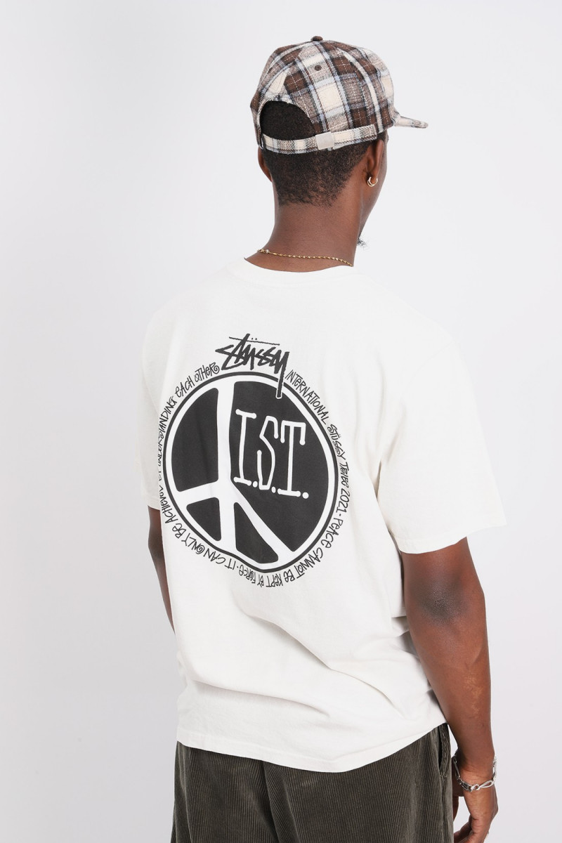 Stussy Peace dot pig. dyed tee Natural - GRADUATE STORE
