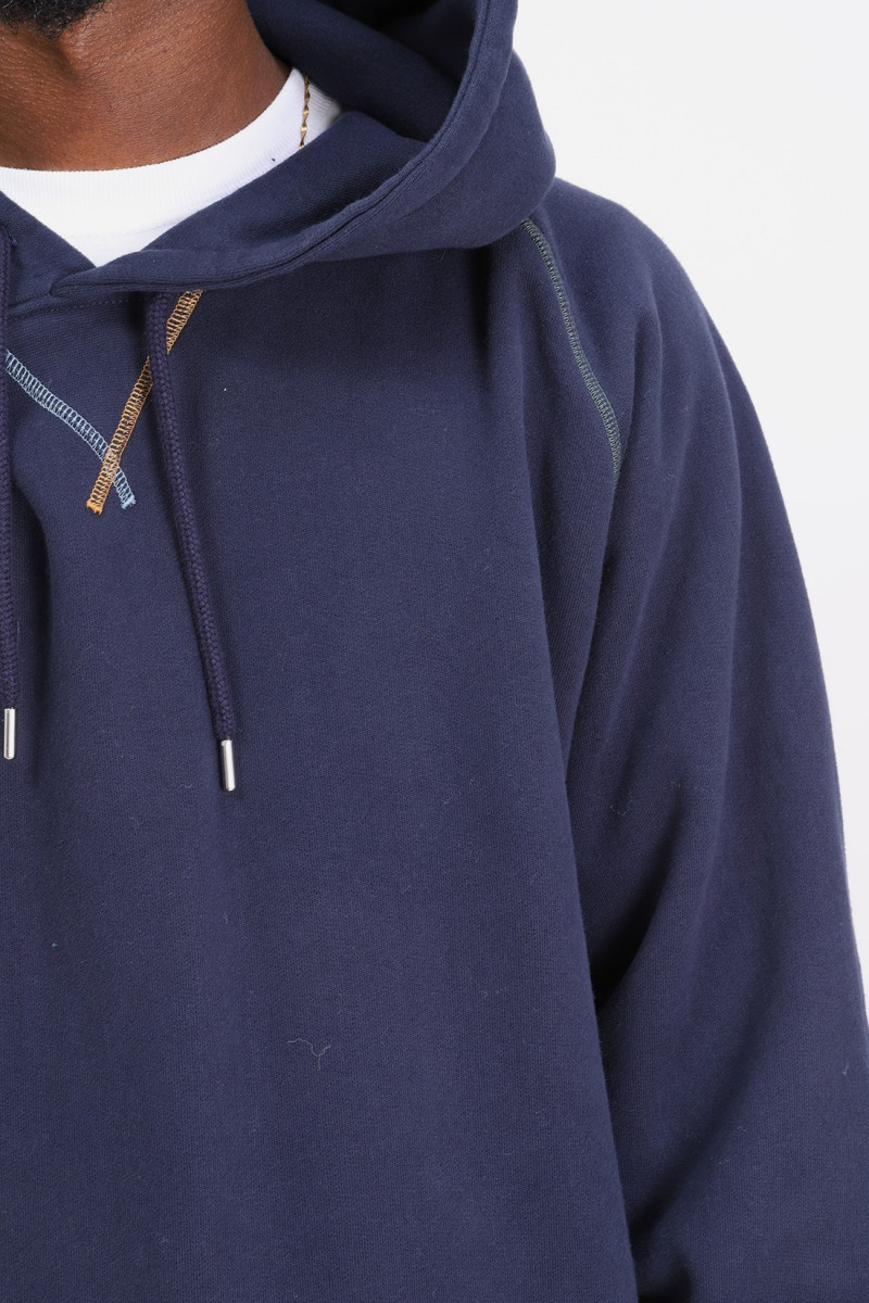 Logo embroidered hooded sweat Navy multi