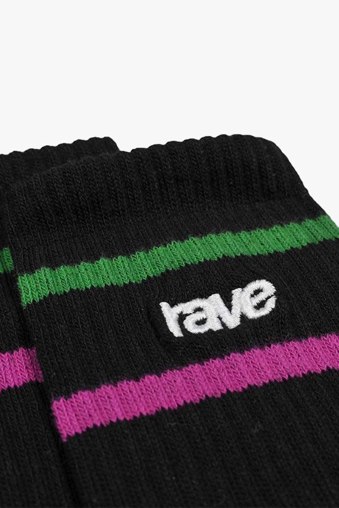 RAVE SKATEBOARDS / Rave logo socks x 3 Black