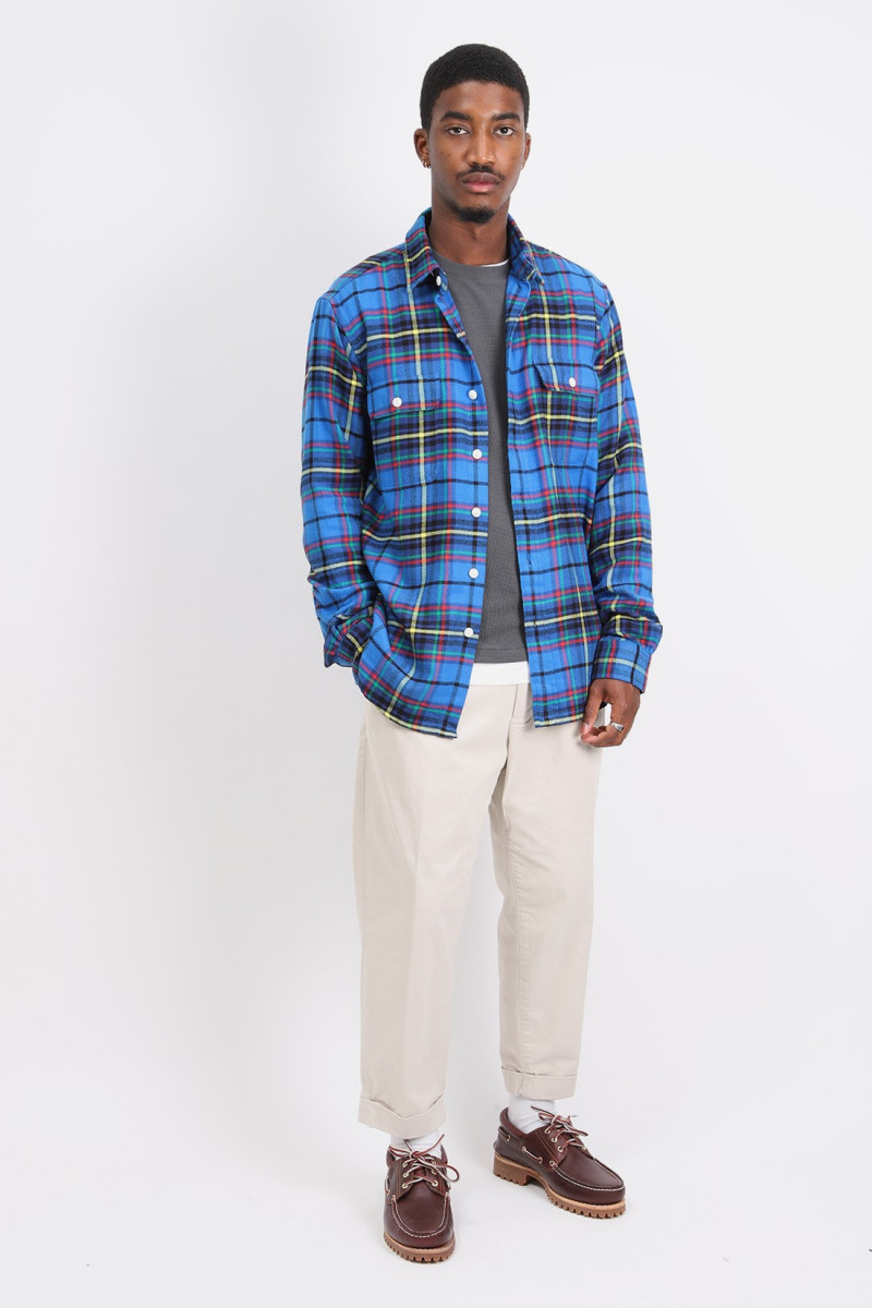 Classic fit flannel overshirt Multi blue