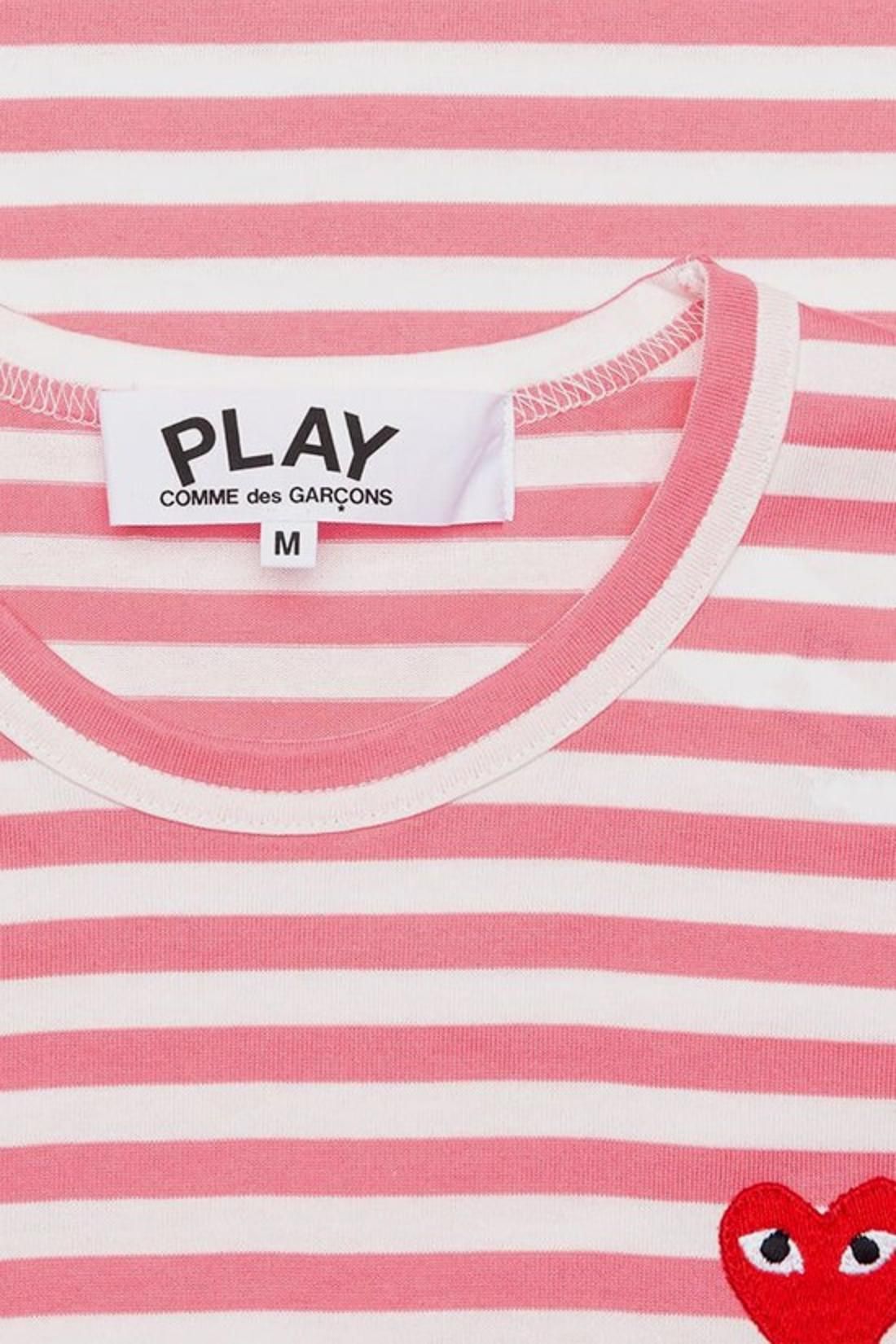 COMME DES GARÇONS PLAY / Play ladies striped t-shirt Pink/white
