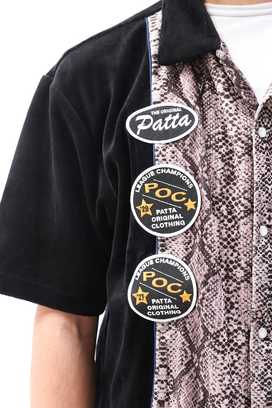 PATTA / Patta velour bowling shirt Black/snakeskin