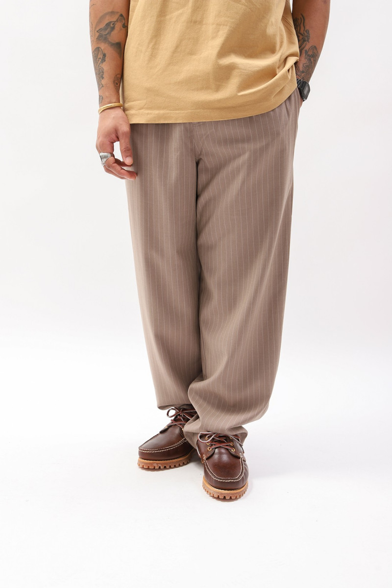Striped volume pleated trouser Light brown