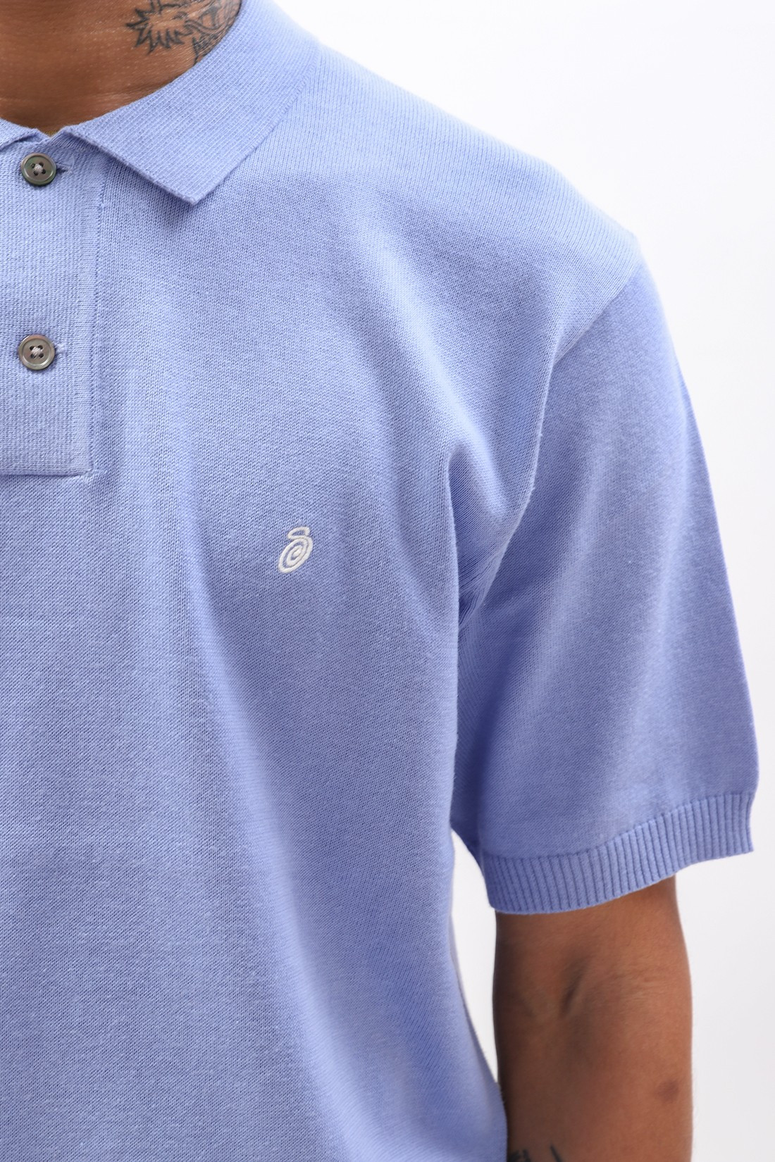 STUSSY / Classic ss polo sweater Blue