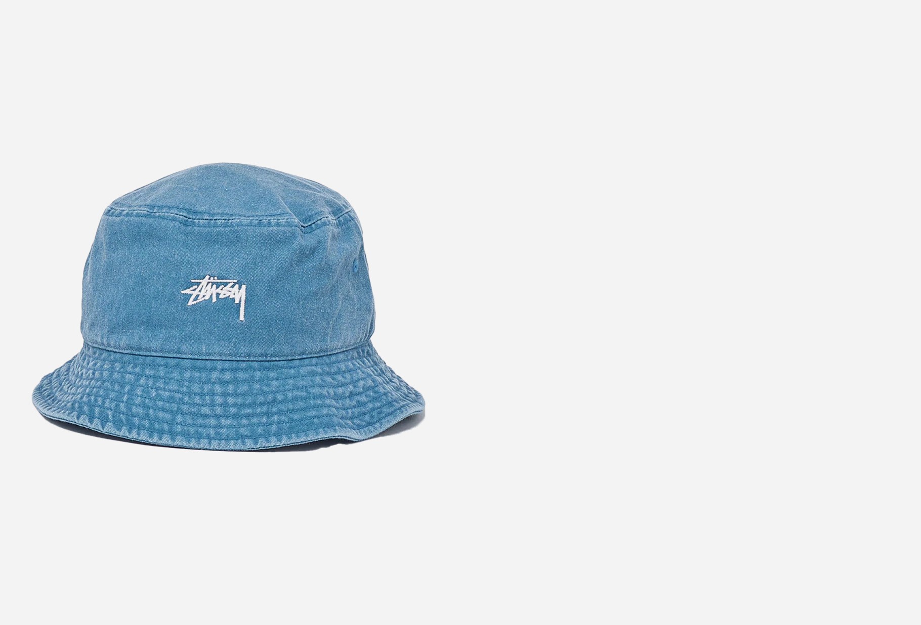 STUSSY / Washed stock bucket hat Laguna blue