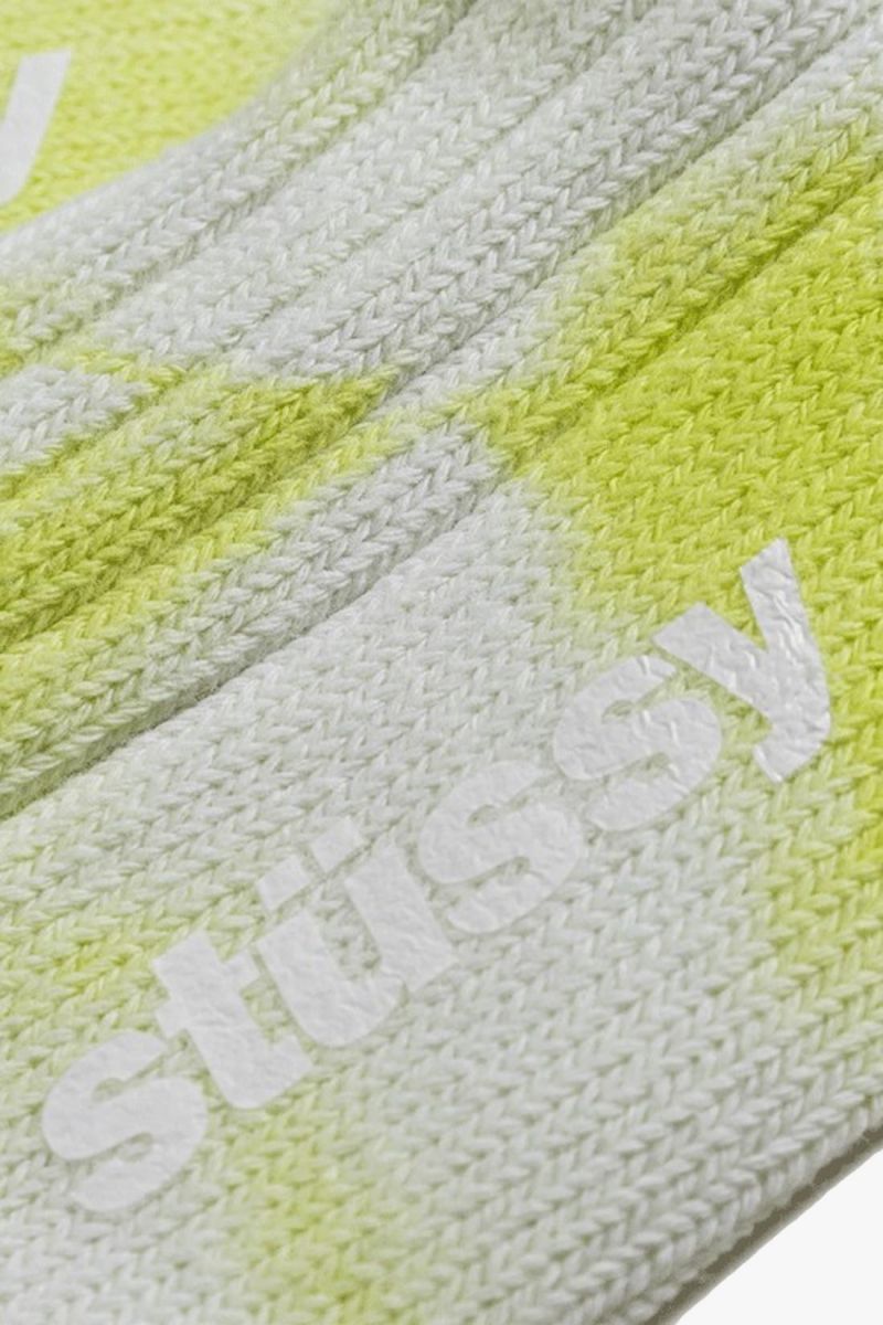 Stussy Dyed ribbed crew socks Lime - GRADUATE STORE
