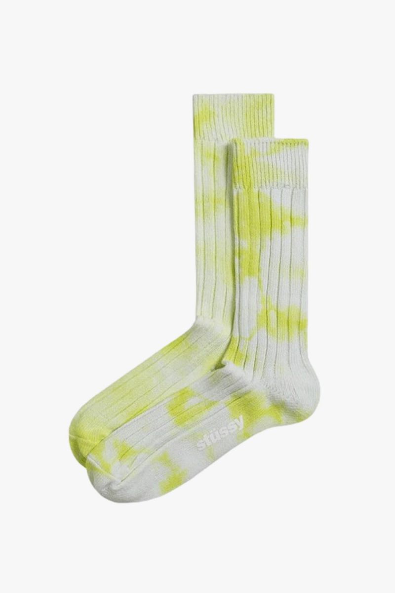 Dyed ribbed crew socks Lime