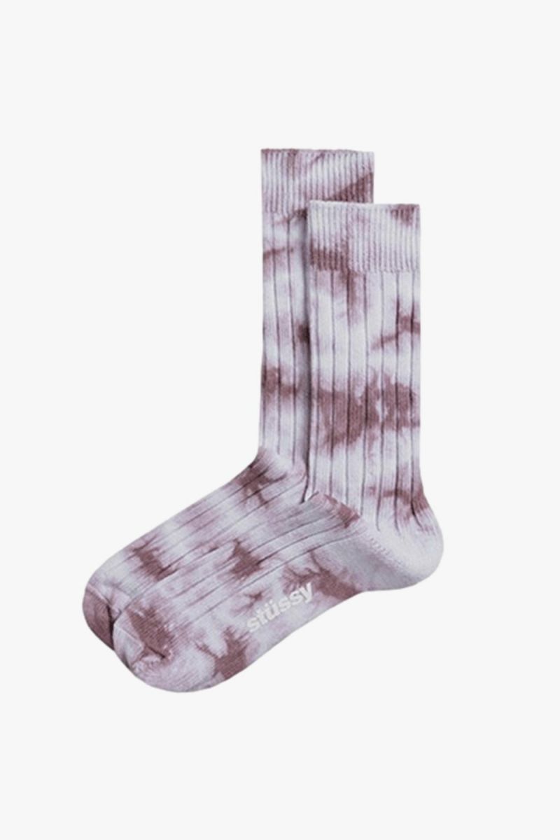 Dyed ribbed crew socks Berry