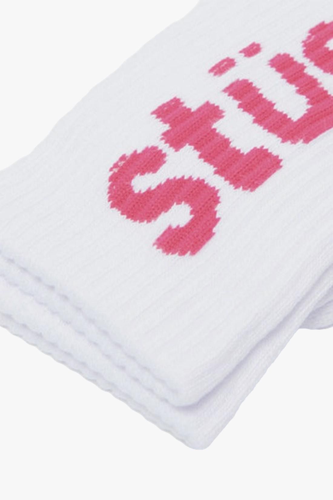 STUSSY / Helvetica jacquard crew socks Hot pink