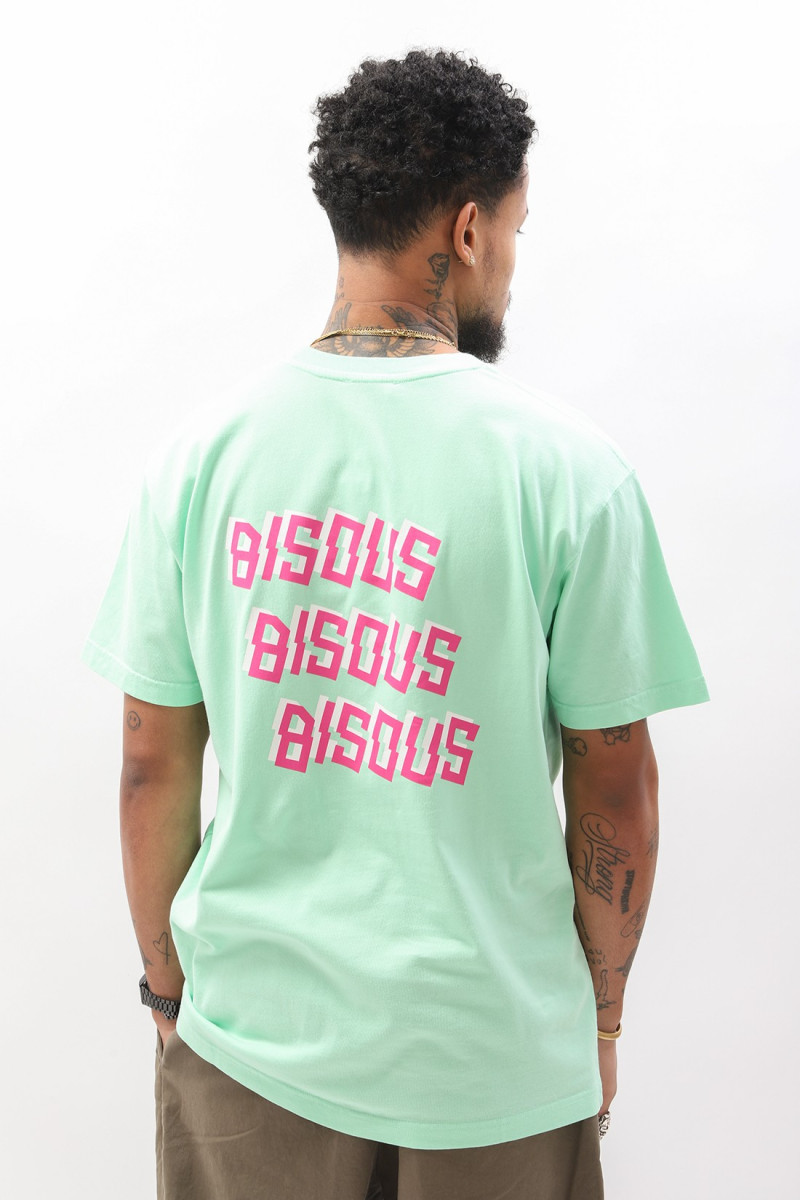 T-shirt bisous x3 back Light green