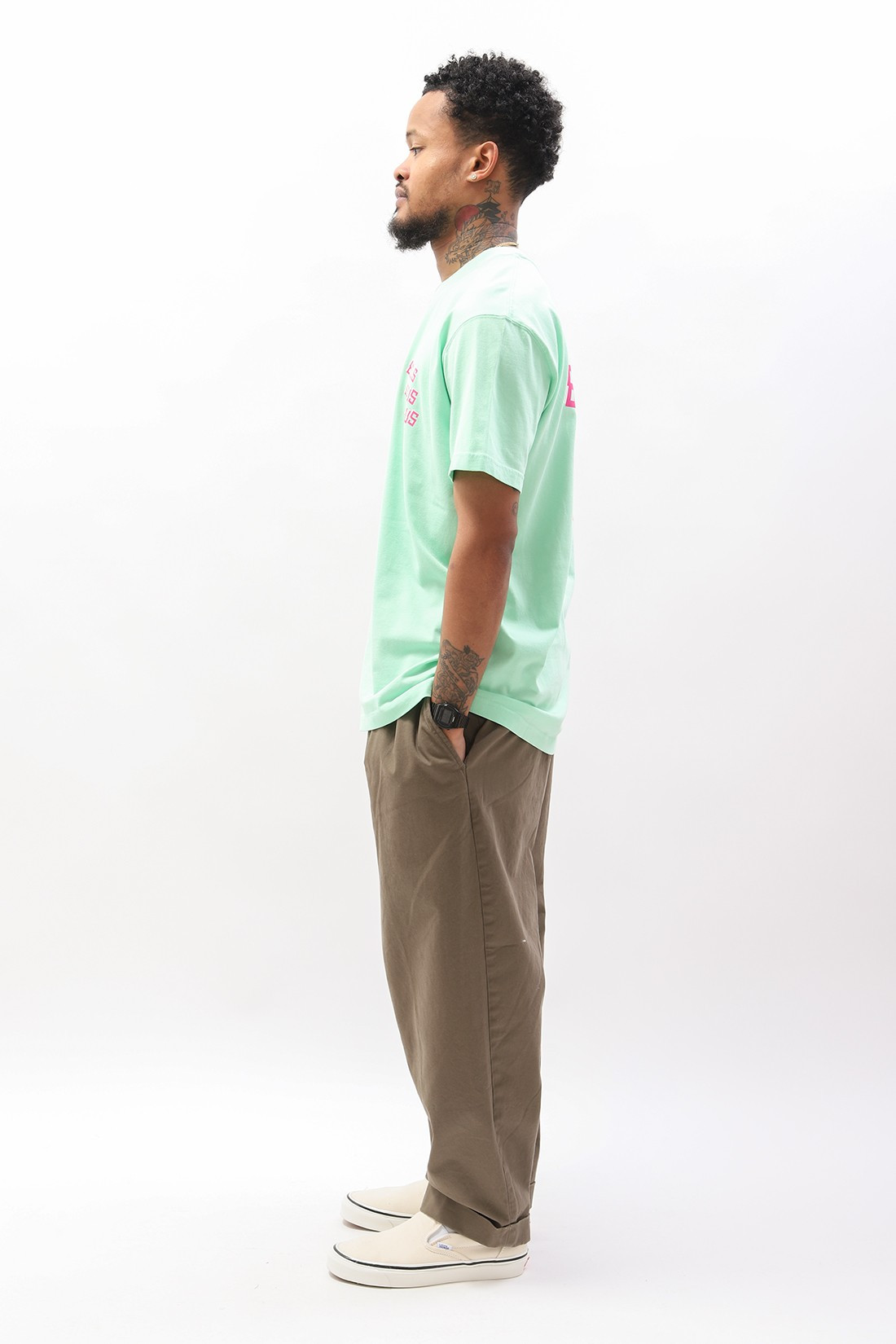 BISOUS SKATEBOARDS / T-shirt bisous x3 back Light green