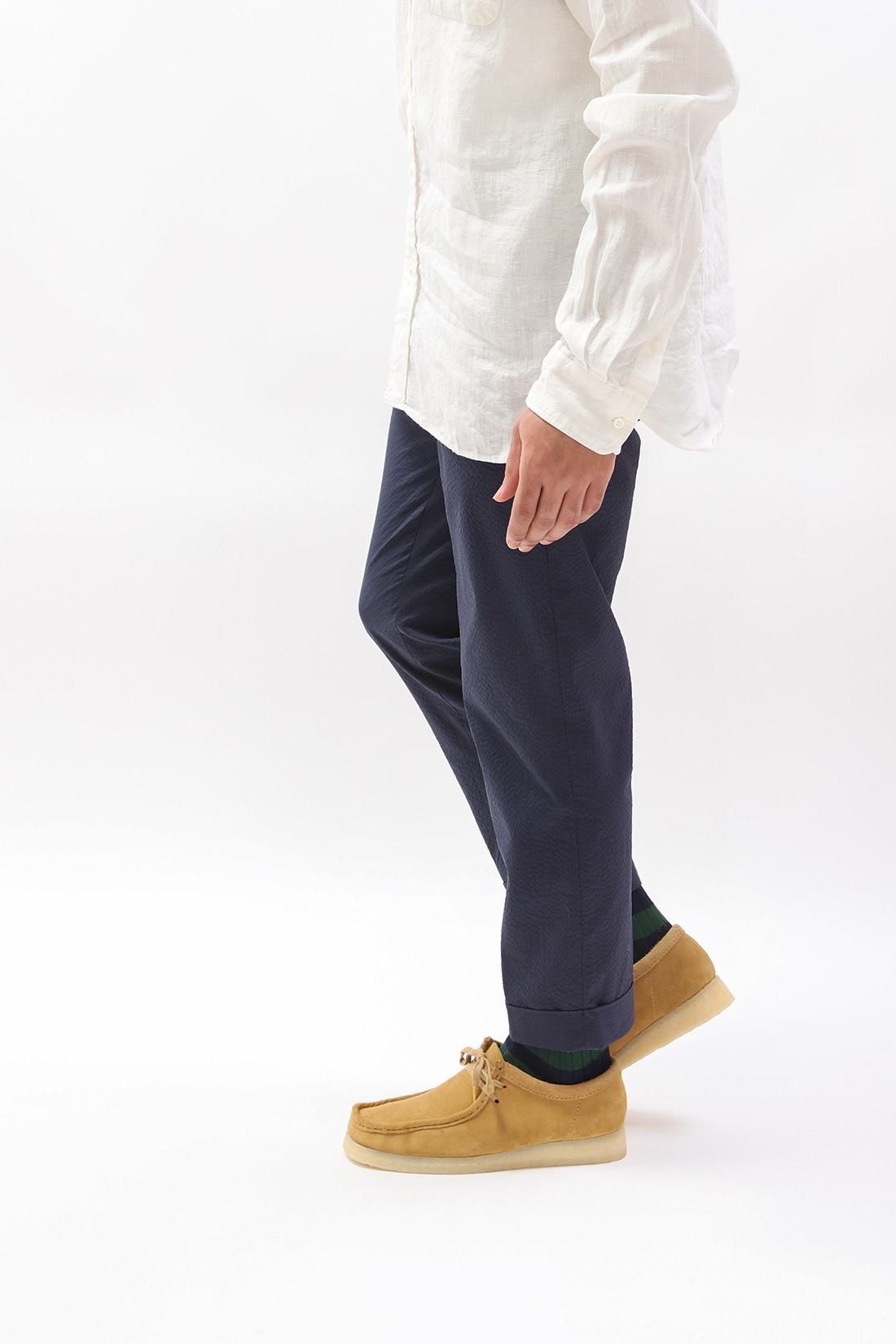 Ivy trousers ankle-cut coolmax Seersucker navy