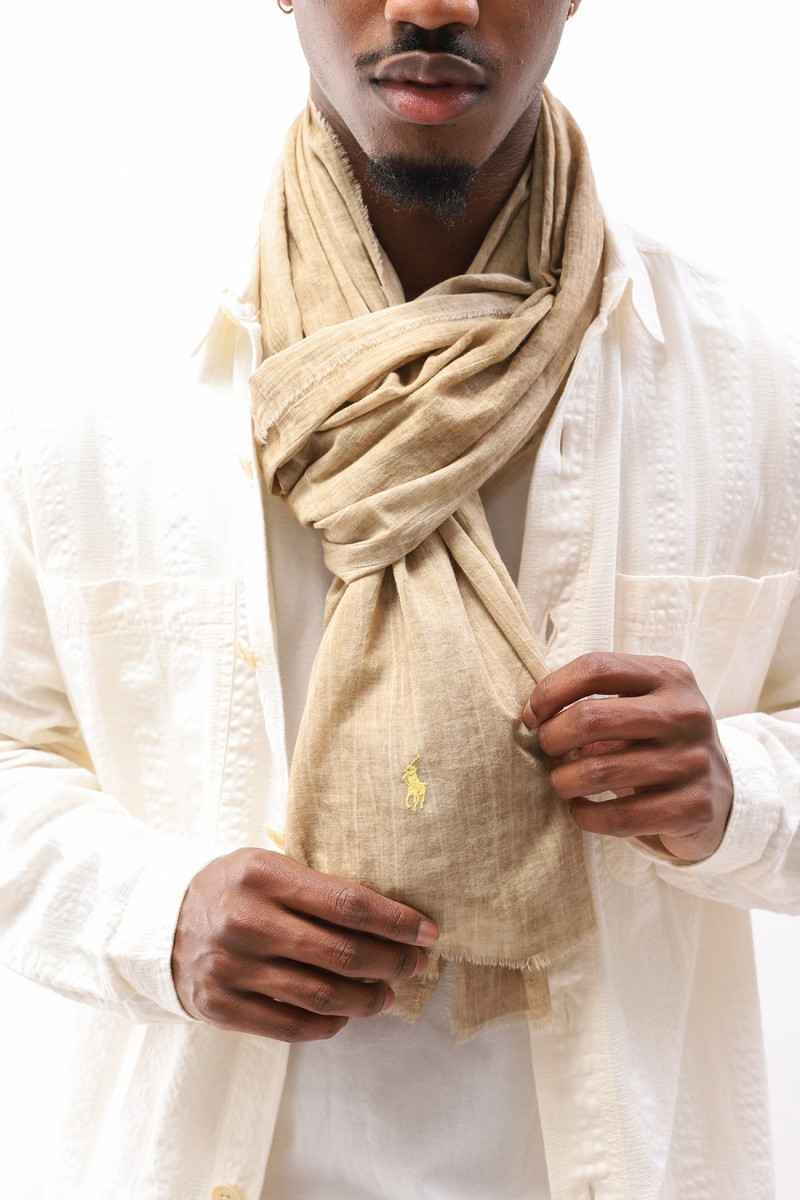 Polo crinkled cotton scarf Vintage khaki