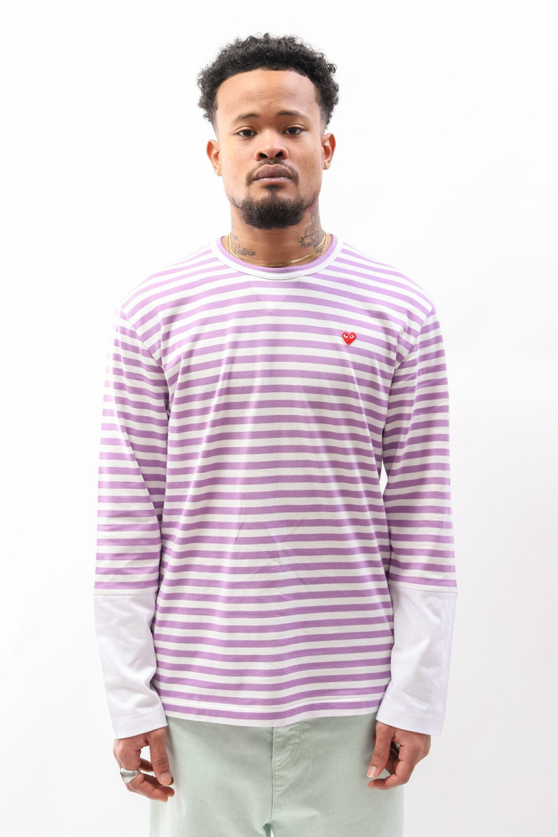 Play striped wht sleeve tee Purple/white