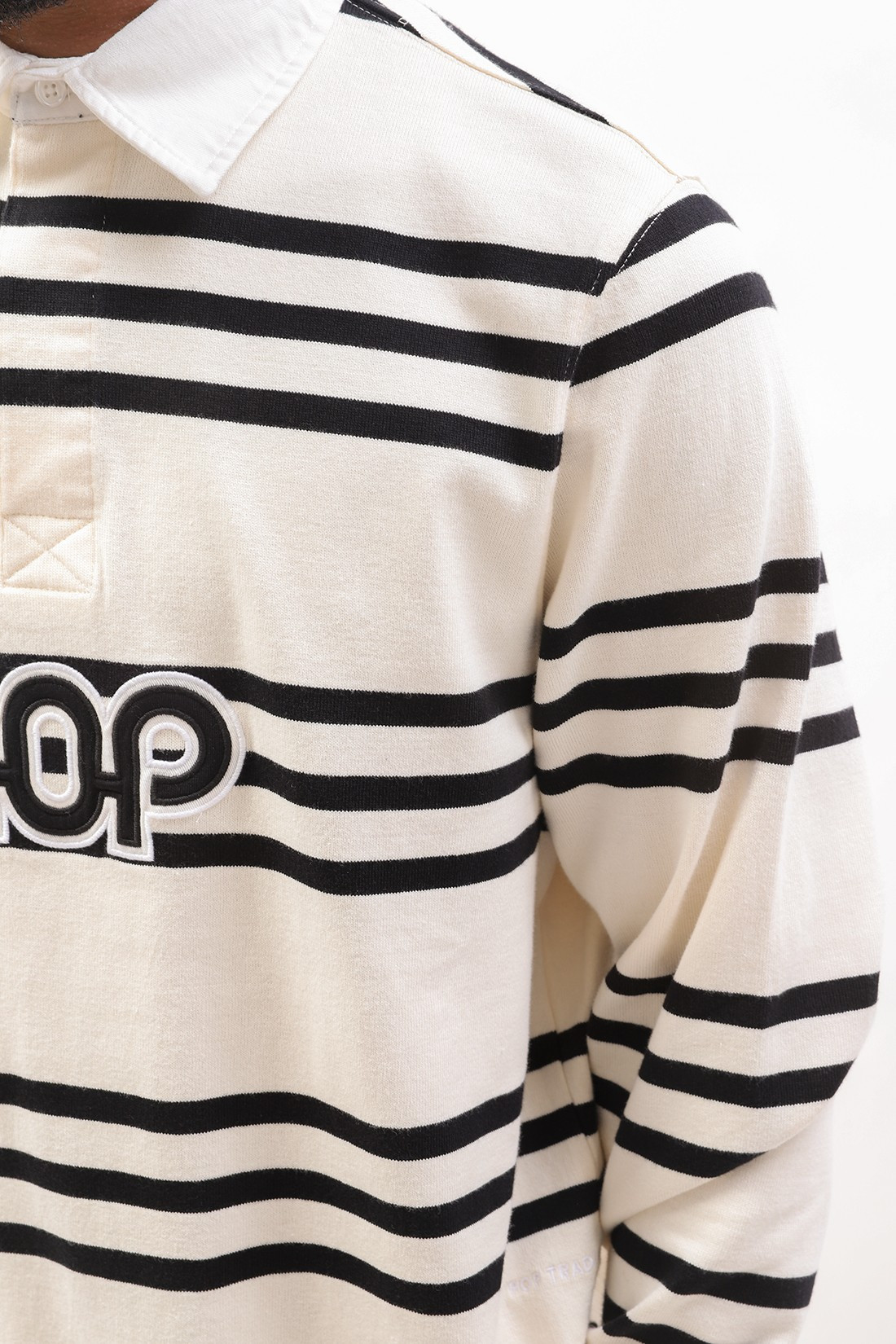 POP TRADING COMPANY / Pub striped rugby polo Black/off white
