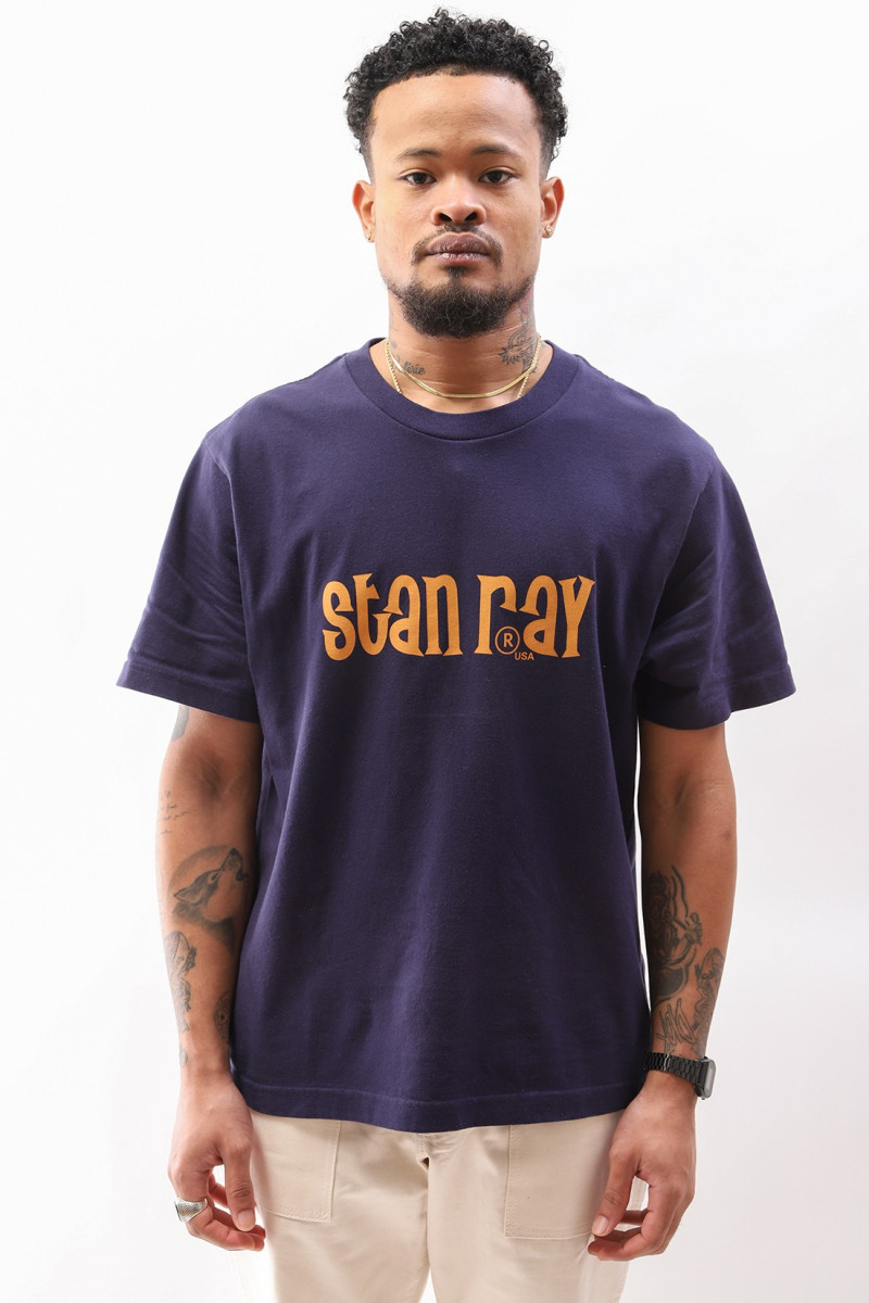 Wind and script ss tee Navy