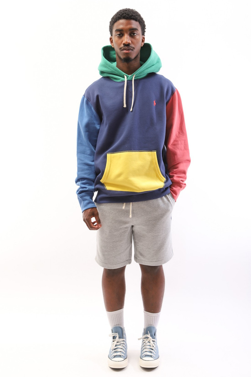 Polo fleece hoodie colorblock Light navy multi