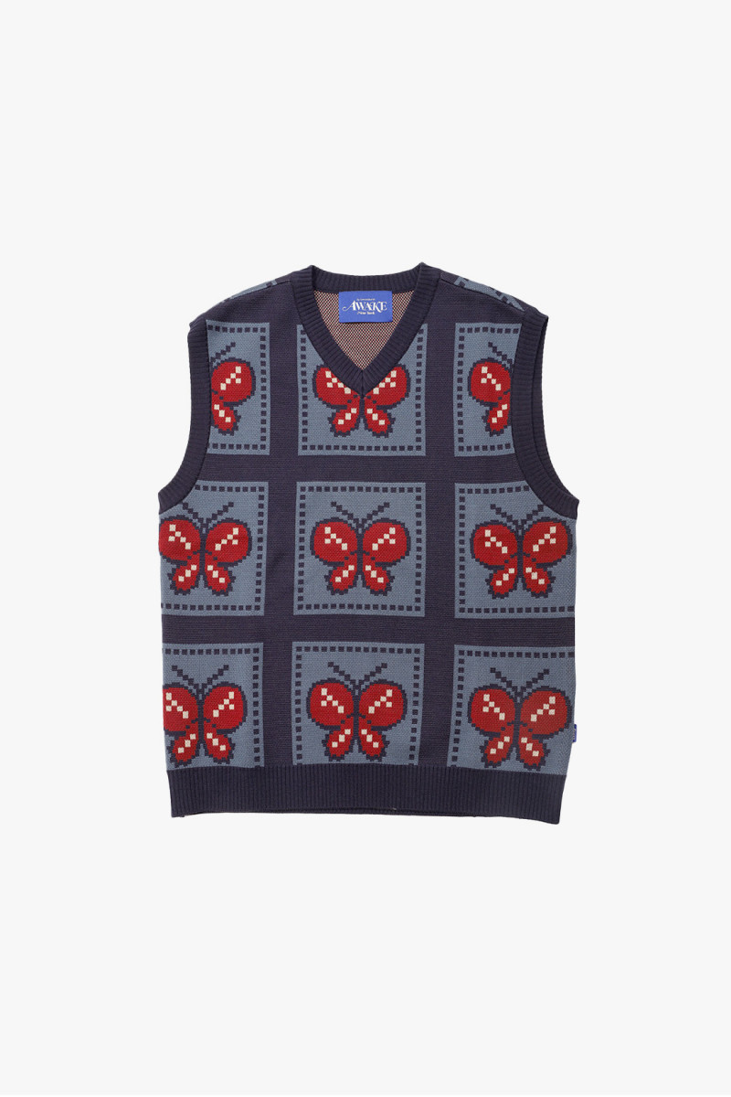 Butterfly sweater vest Blue/red