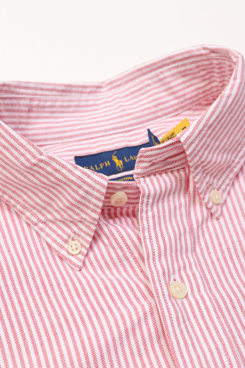 Custom fit stripe oxford shirt Burgundy/white