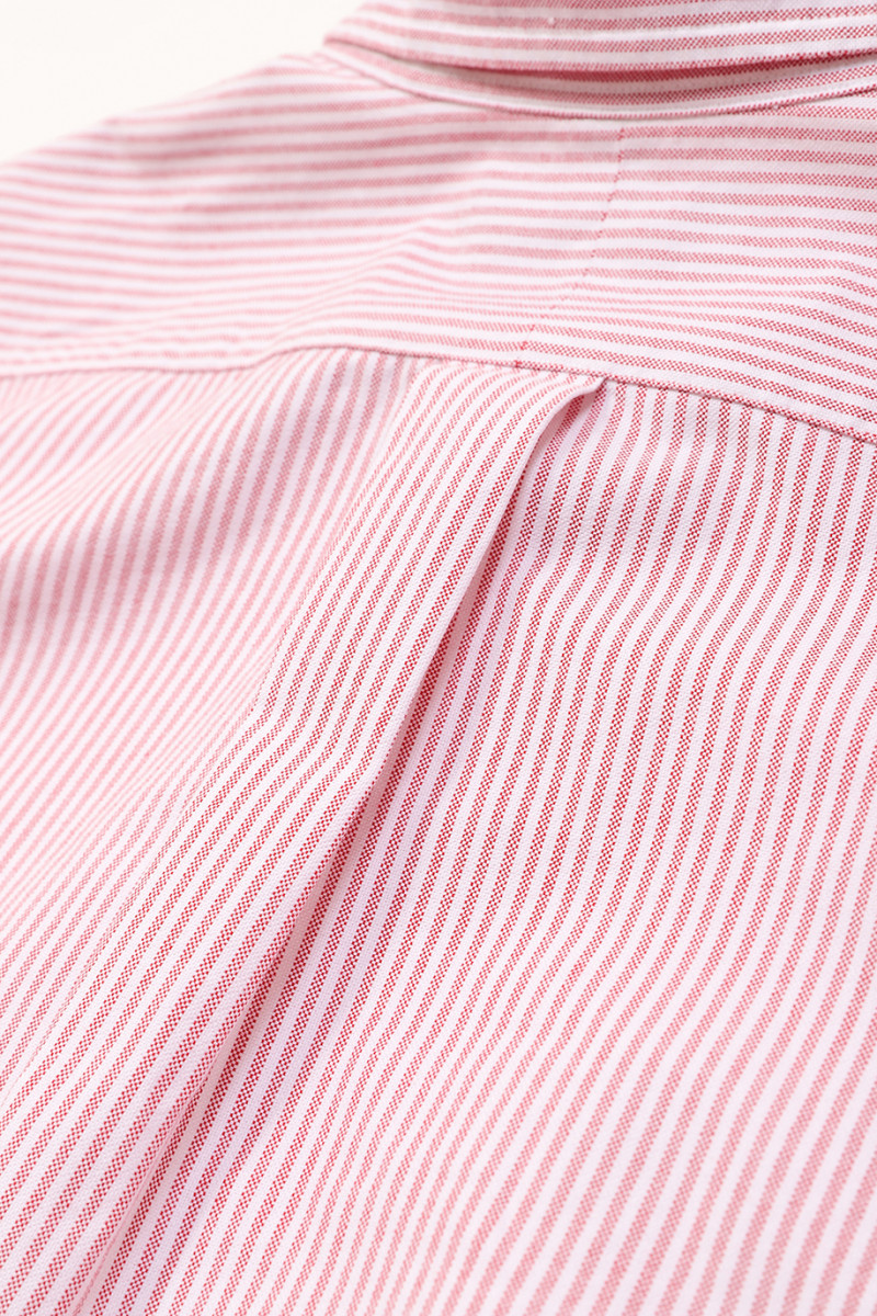 Custom fit stripe oxford shirt Burgundy/white