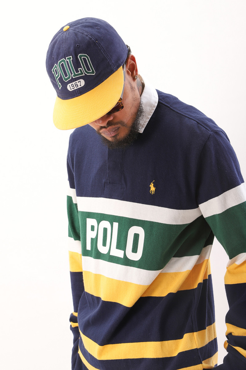 Polo ralph lauren Classic fit rugby polo script Cruise navy multi - ...