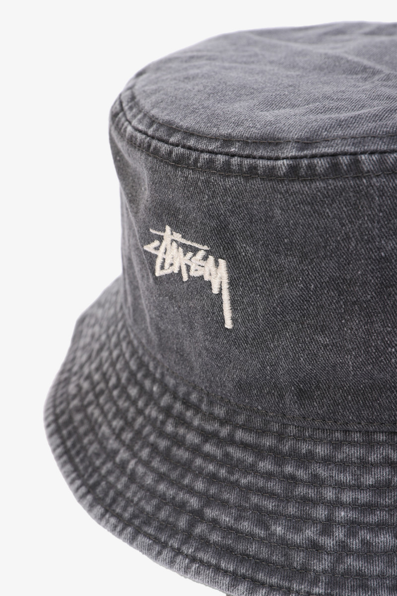 Stussy Washed stock bucket hat Charcoal - GRADUATE STORE