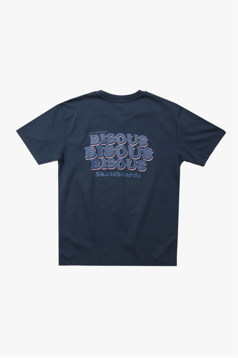 Bisous skateboards Bisous t-shirt grease Navy - GRADUATE STORE