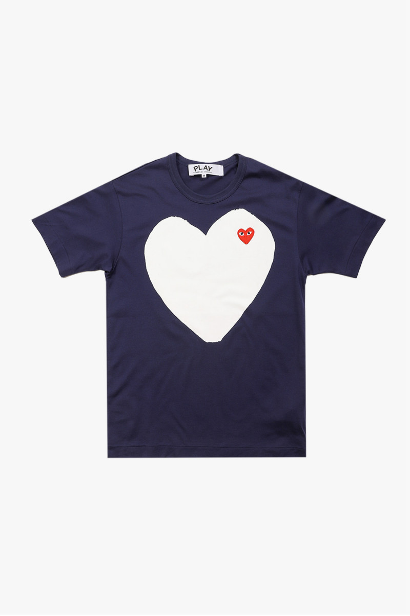 Red play white heart t-shirt Navy