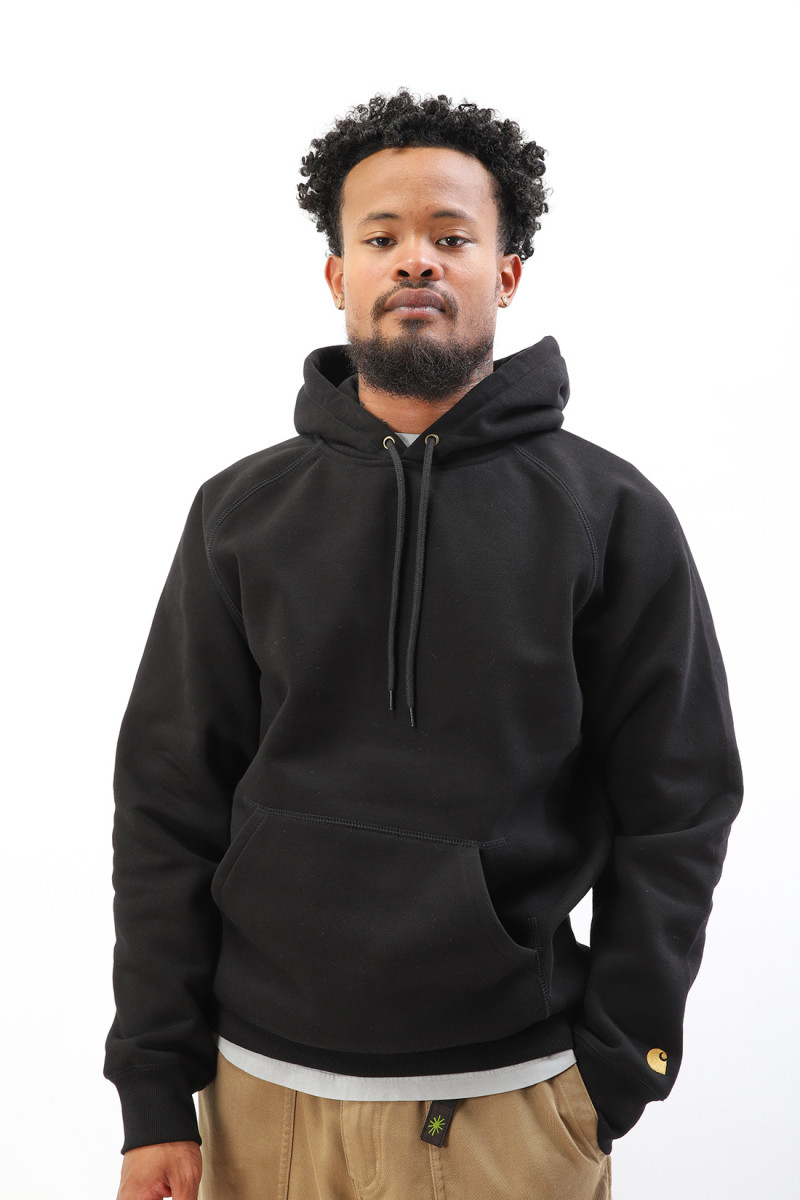 Carhartt wip Hooded chase sweat Black gold - GRADUATE STORE