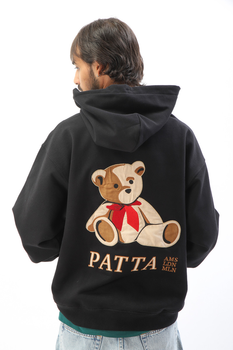 Patta Patta teddy bear boxy hooded Black - GRADUATE STORE