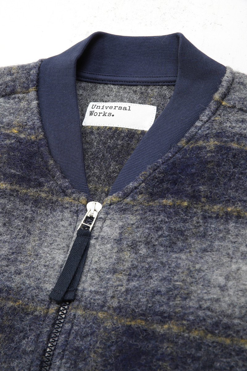 Universal works Zip waistcoast wool fleece Navy - GRADUATE STORE