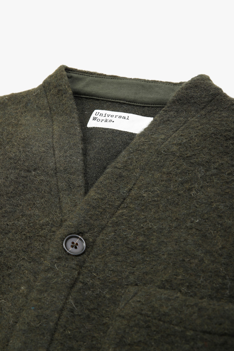 Universal works Cardigan wool fleece Olive - GRADUATE STORE
