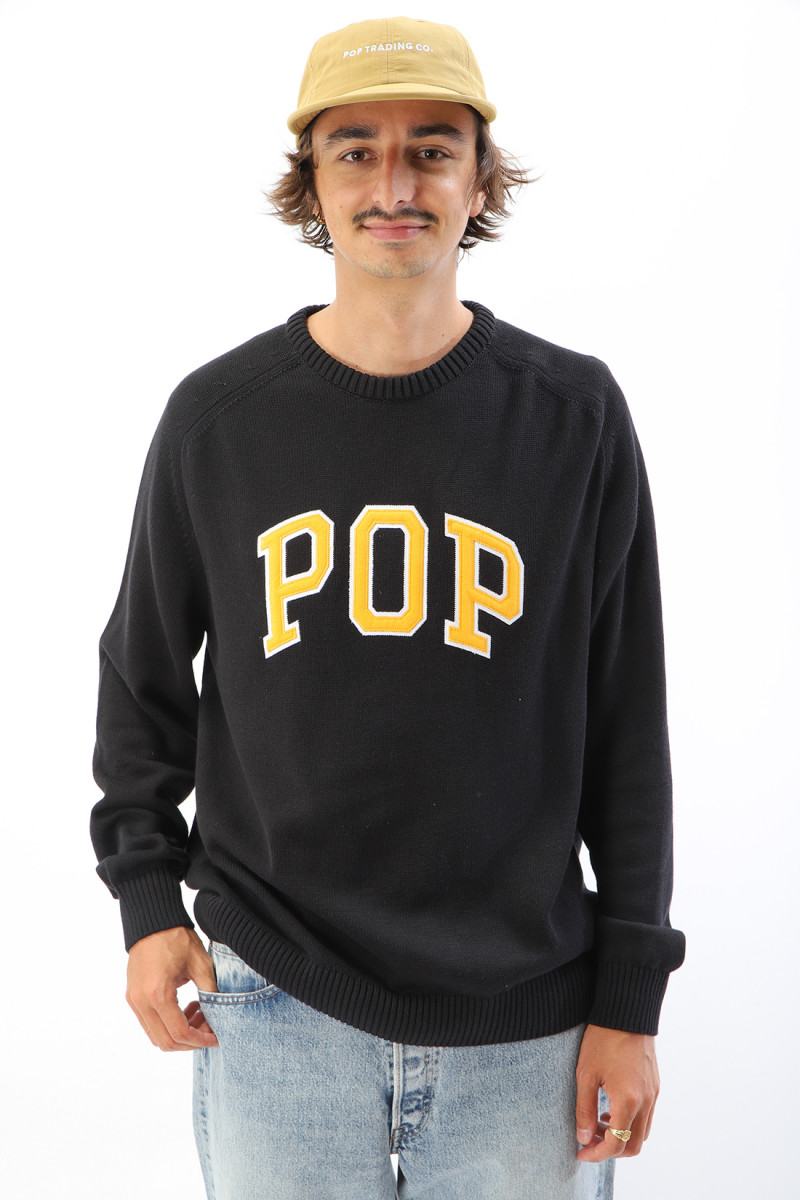 Pop trading company Arch knitted crewneck Black - GRADUATE STORE