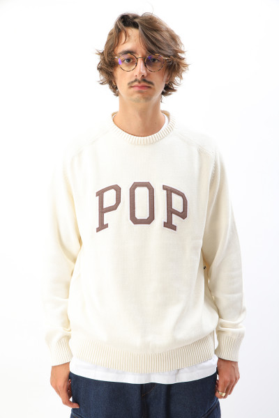 Pop trading company Arch knitted crewneck Offwhite - GRADUATE STORE