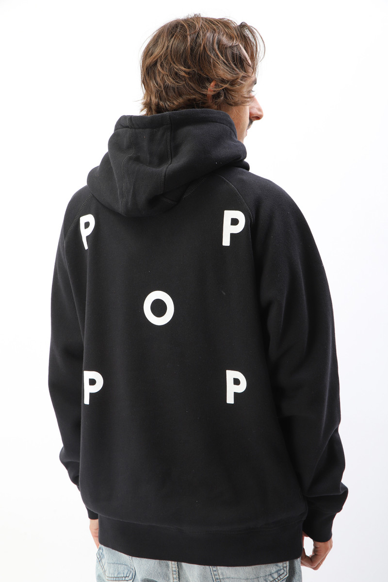 Pop trading company Logo hooded sweat Black white - GRADUATE STORE