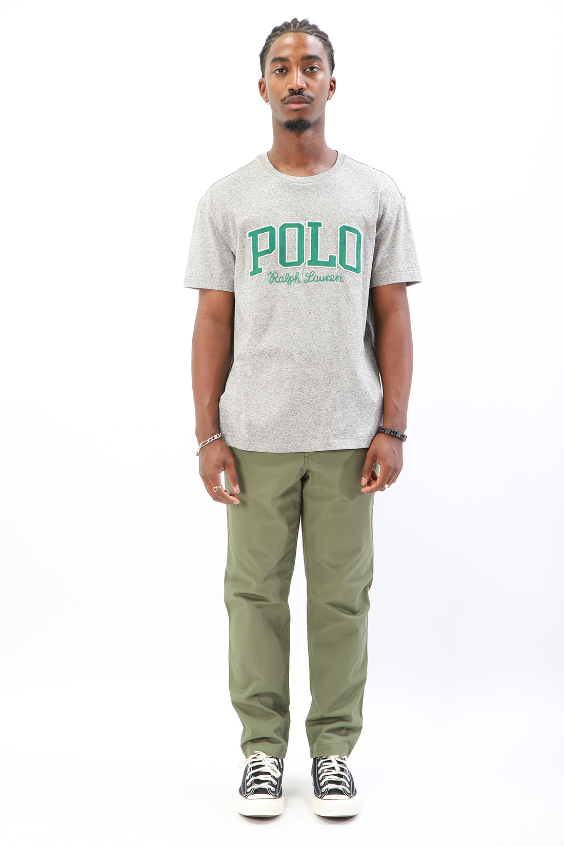 Classic fit polo college tee Grey heather