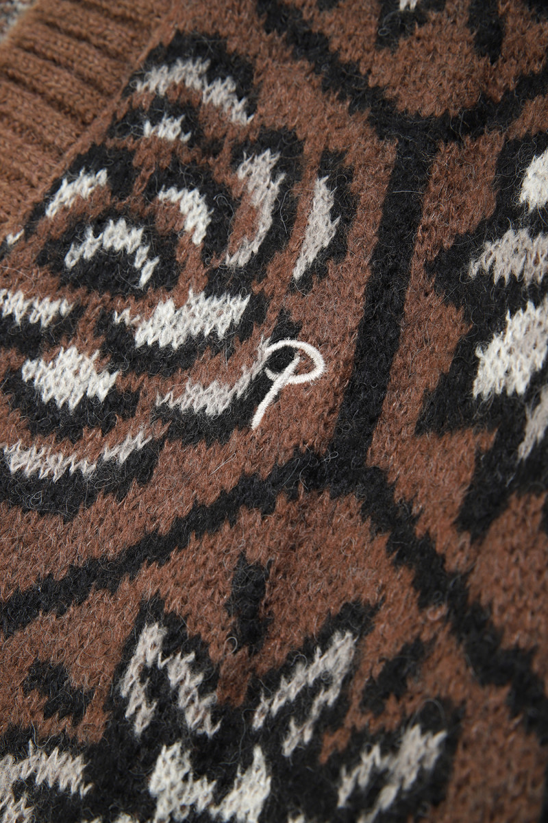 Patta wall flower knitted zip Chesnut/dark gull gr