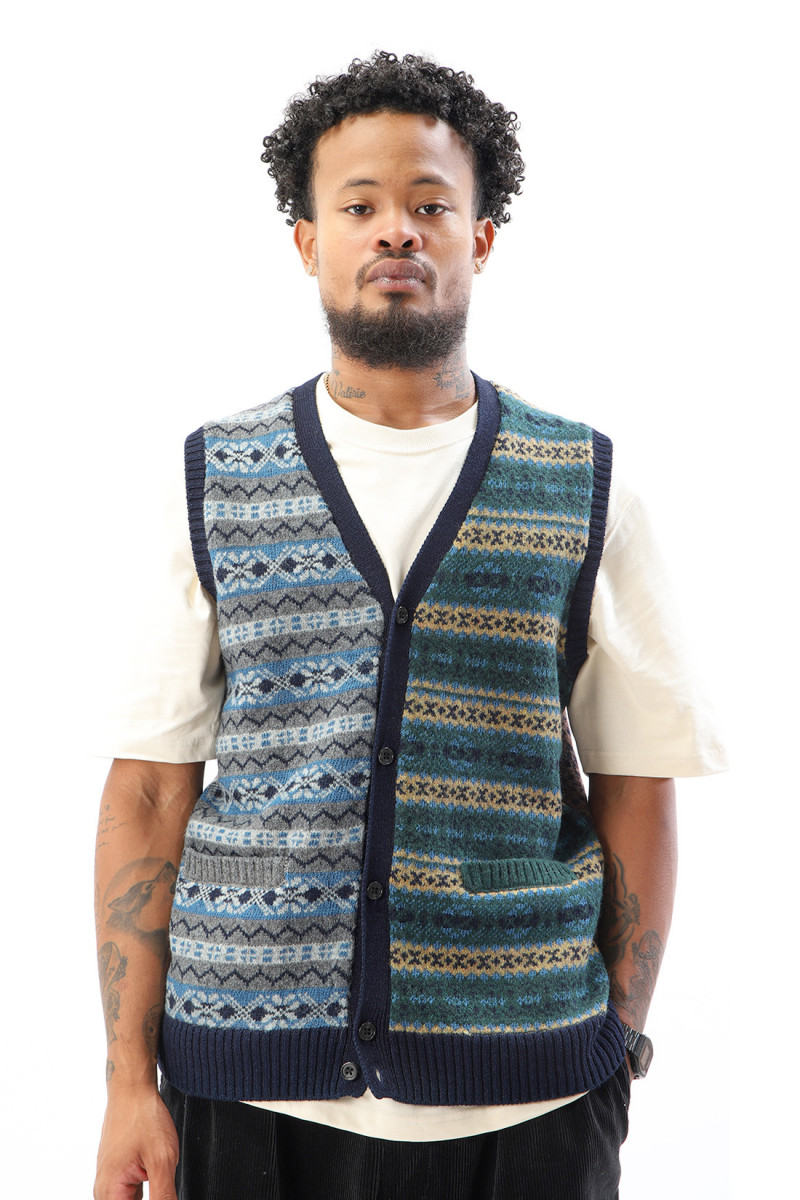Beams plus Button knit vest Panel 90 - GRADUATE STORE