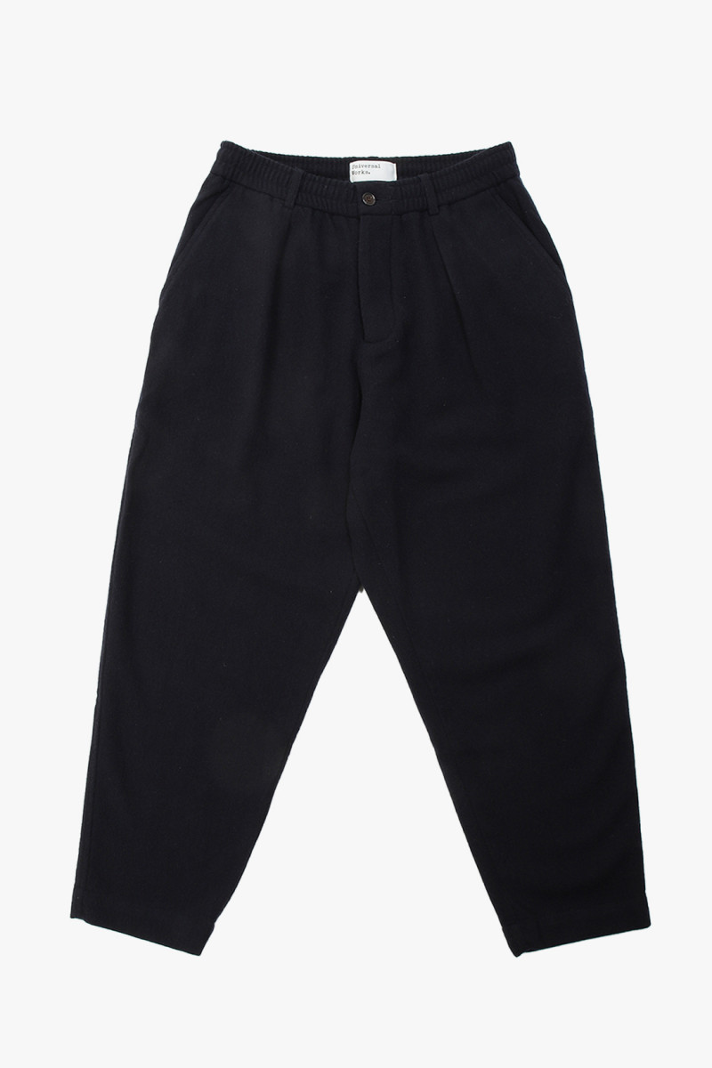 Pleated track pant soft wool Navy