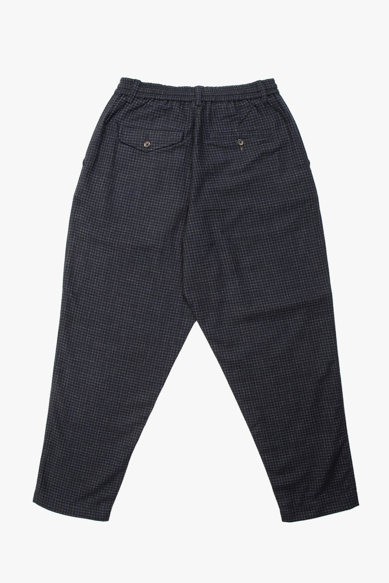 Pleated track pant check wool Navy