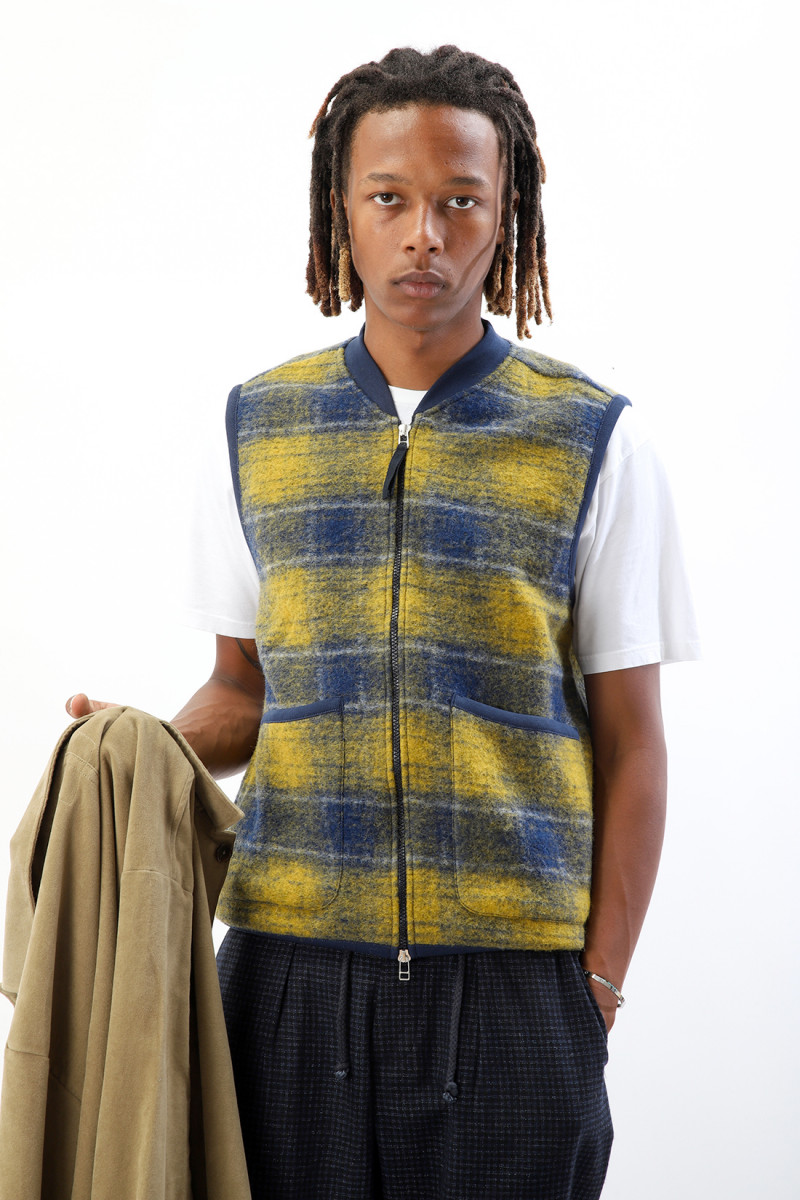 Universal works Zip waistcoast wool fleece Yellow - GRADUATE STORE