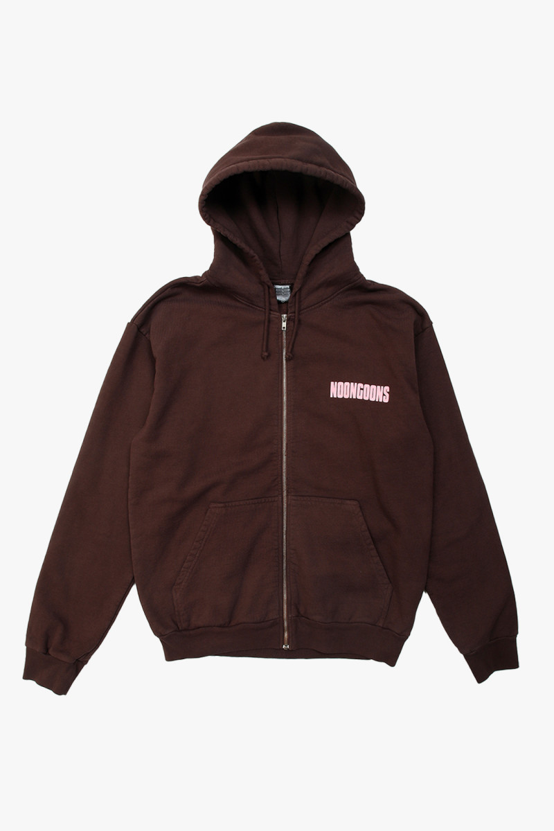 Noon goons Youth zip hoodie Dark brown - GRADUATE STORE