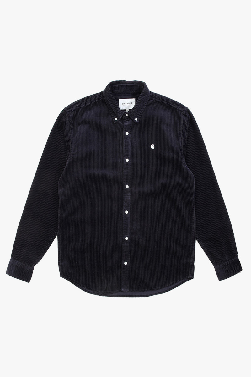 Carhartt wip L/s madison cord shirt Dark navy - GRADUATE STORE