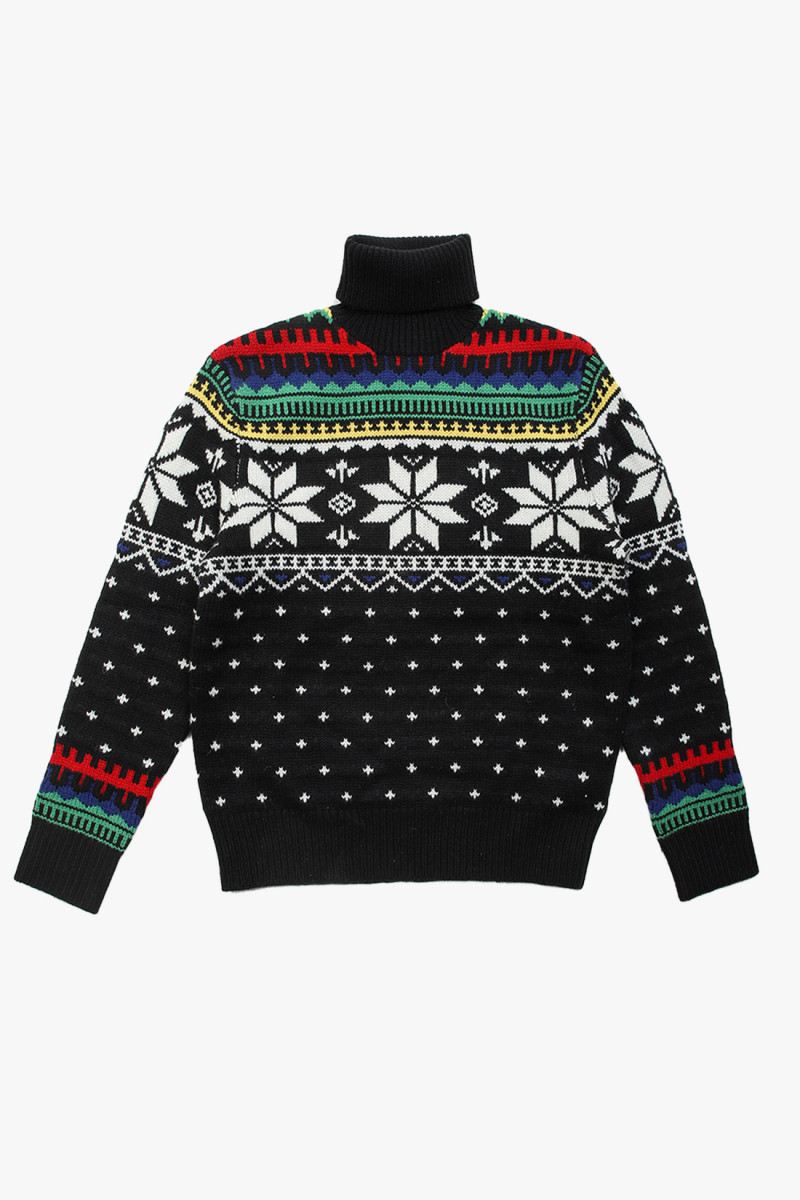 Rollneck snowflake sweater Black multi