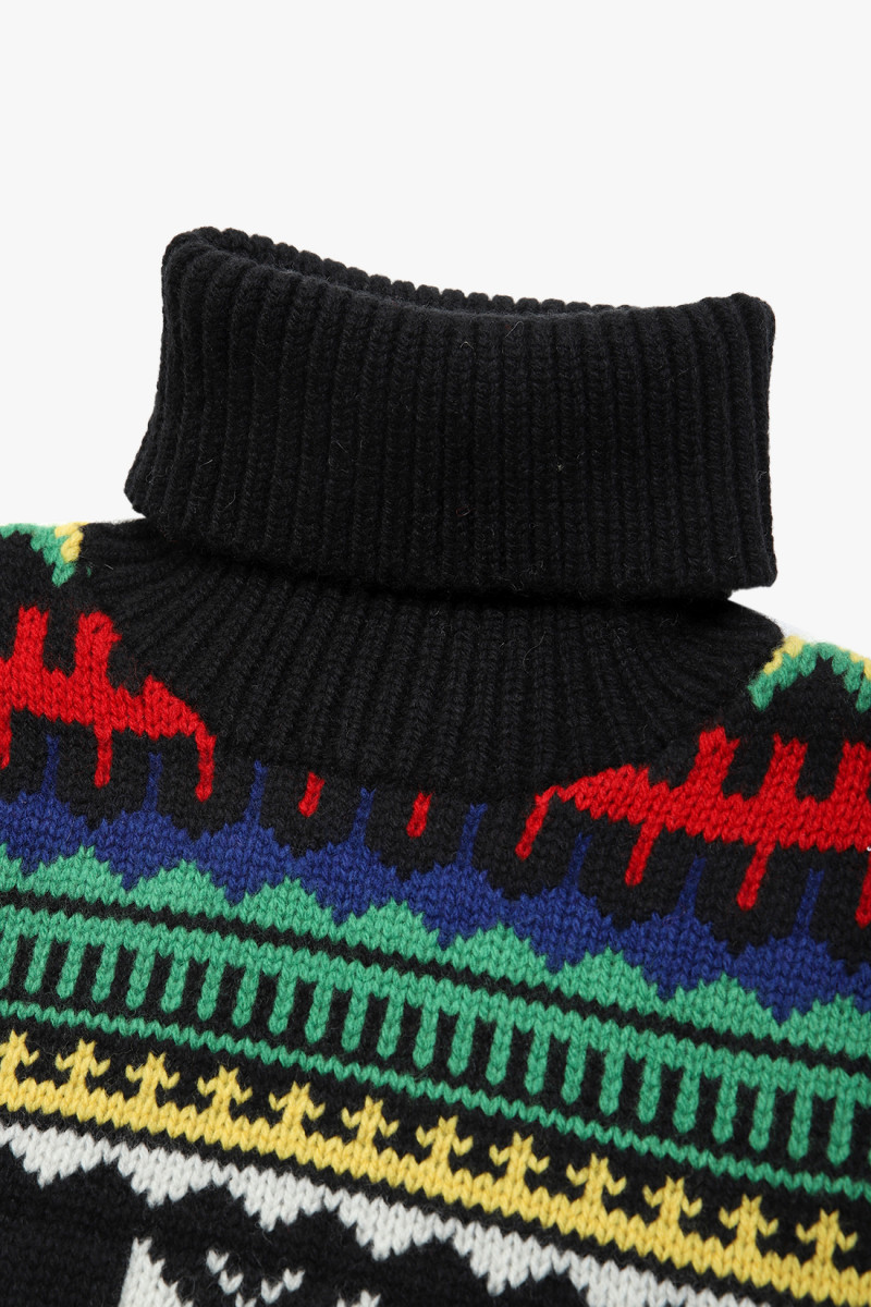 Rollneck snowflake sweater Black multi