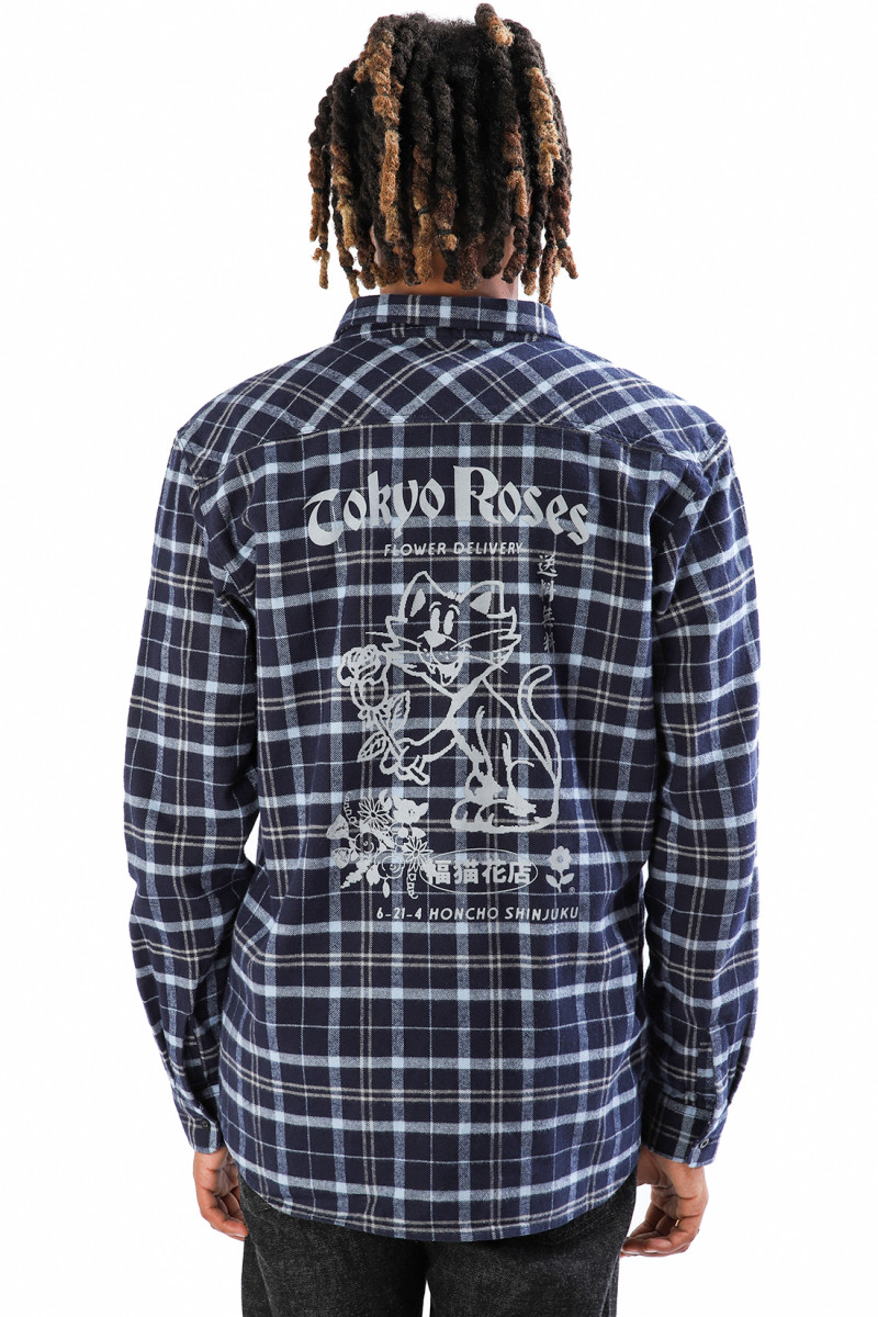 Edwin Roses labour shirt flannel Navy blazer - GRADUATE STORE