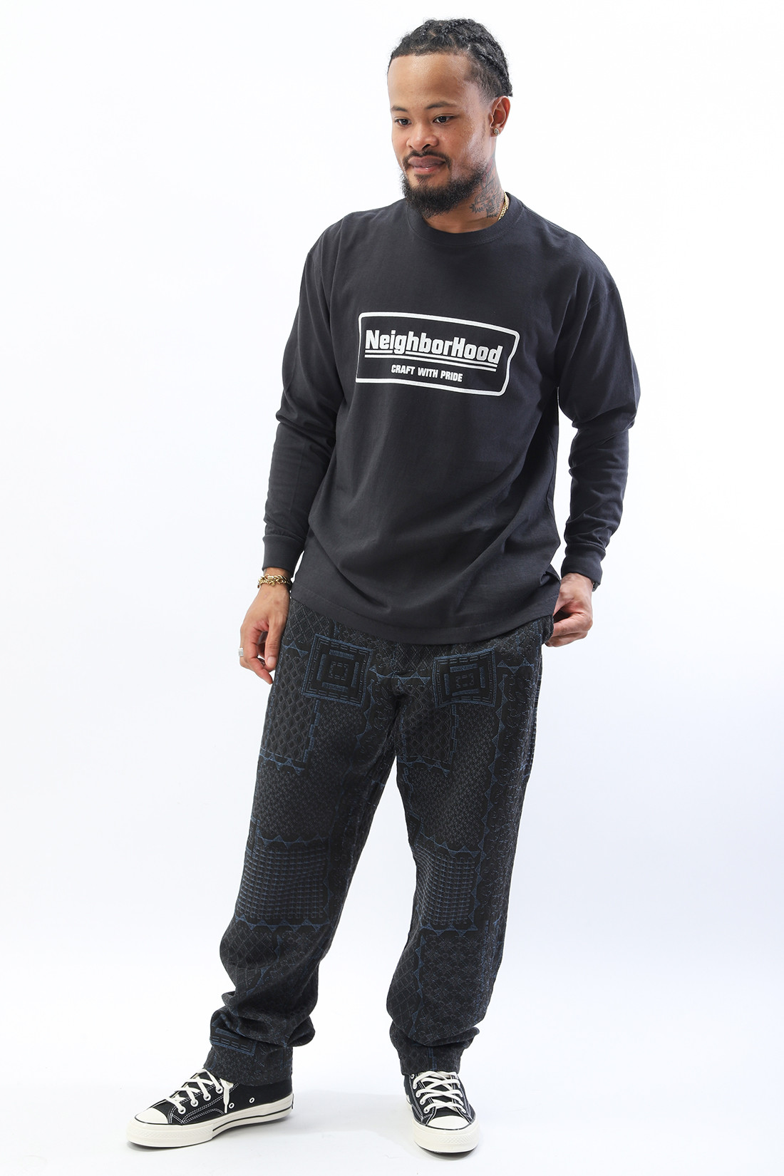 Neighborhood Sulfur dye crewneck ls . co Black - GRADUATE STORE | EN