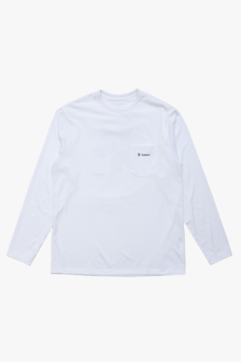 Goldwin Big logo l/s pocket t-shirt White - GRADUATE STORE