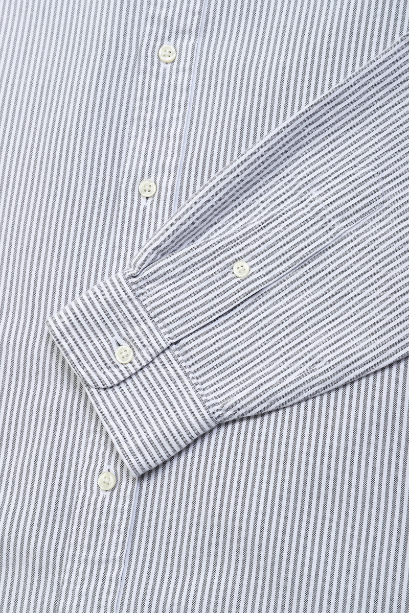 Custom fit oxford stripe shirt Slate/white