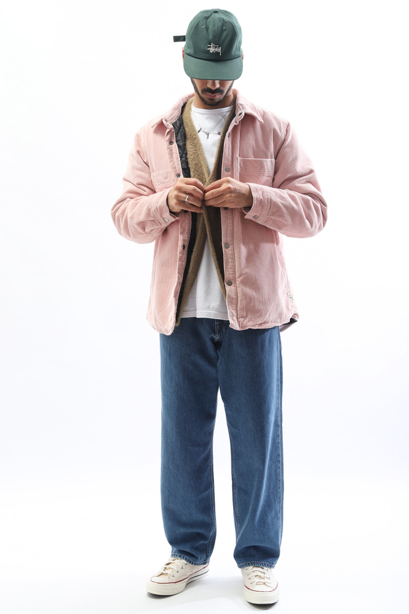 Cord quilted overshirt Washed pink